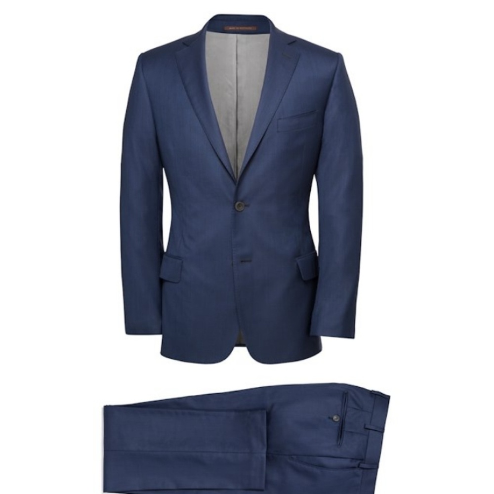 Men's J. Hilburn Super 150s Navy Blue Wool Suit.